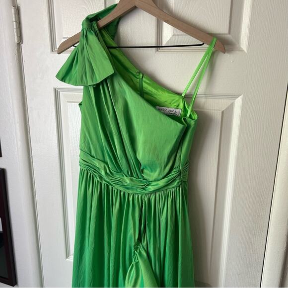Mac Duggal Asymmetrical Bow One Sleeve Long Dress Green size 6 - Picture 8 of 14